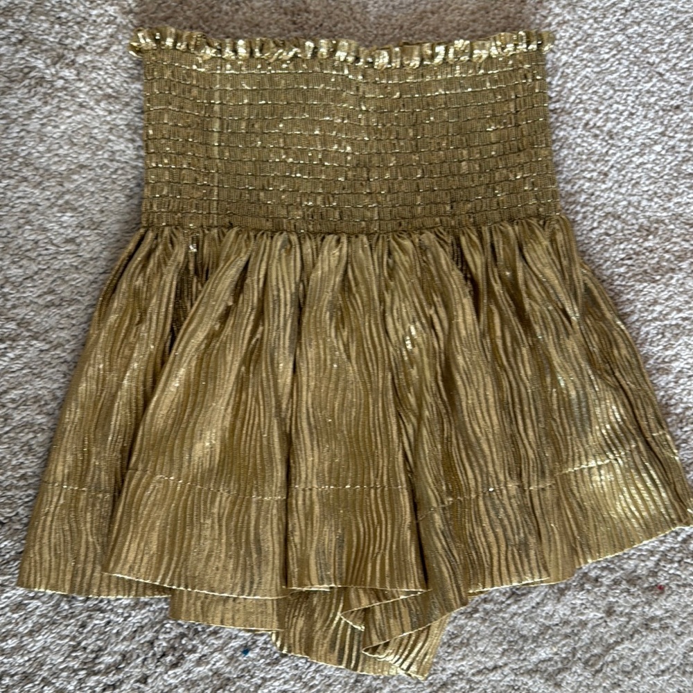 Gold Pleated Women's Skirt